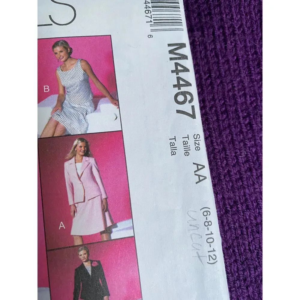 McCalls 4467 suit sewing pattern sz 6 8 10 12